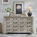 T4TREAM Farmhouse 8 Drawers Dresser for Bedroom, 54" Wide Wood Rustic Chest of Drawers with Natural Texture, Vintage Design, Storage Dressers Organizer for Bedroom, Living Room, Light Rustic Oak