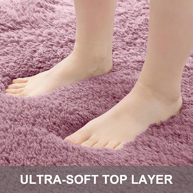 OLANLY 2x8 Machine Washable Runner Rugs for Hallway, Soft Fluffy Shaggy Bedside Rugs for Bedroom, Living Room, Indoor Floor Carpet for Kids Girls and Boys, Nursery Rooms, Home Decor Aesthetic, Blush