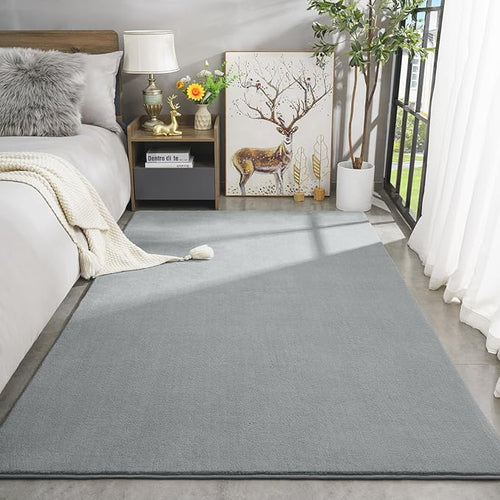 Amearea Large Modern Area Rugs for Bedroom Living Room, 8x10 Feet Grey Thickened Memory Foam Rug, Fluffy Indoor Washable Rugs Non Slip Minimalist Carpet for Boys Girls Dorm Nursery Room Decor
