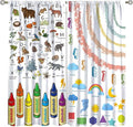 Kids Alphabet Curtain, Funny Cartoon Animal Rainbow Learning, Educational Boys Girls Children Printed Rod Pocket Window Treatments for Bedroom Living Room Nursery Decor 42" W X 45" L