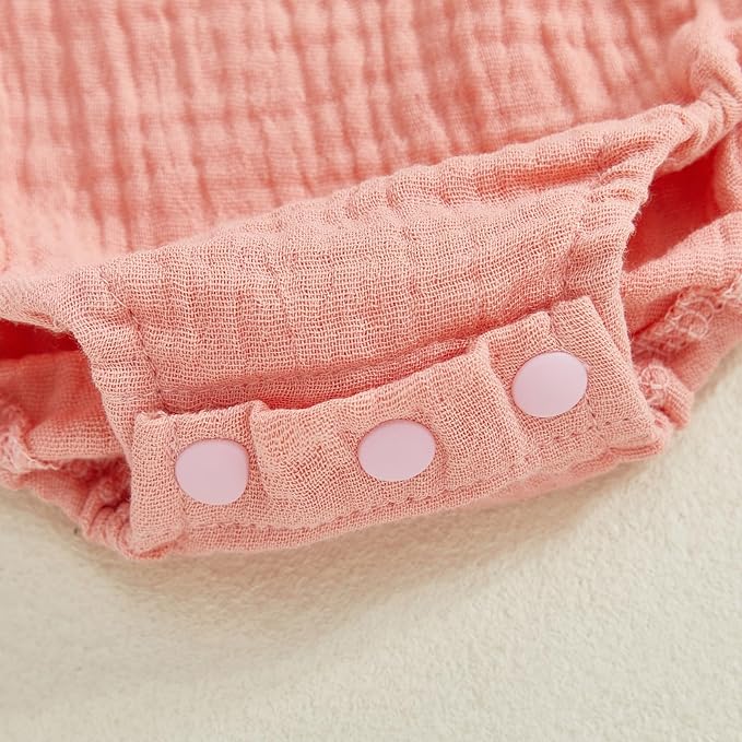 Gaono Newborn Baby Girl Smocked Bubble Romper Cute Boho Summer Clothes Ruffle Sleeveless Crochet Flower Vintage Bodysuit
