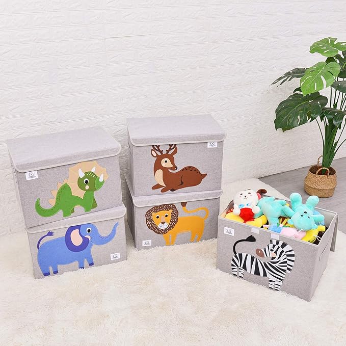 CLCROBD Foldable Large Kids Toy Chest with Flip-Top Lid, Collapsible Fabric Animal Toy Storage Organizer/Bin/Box/Basket/Trunk for Toddler, Children and Baby Nursery (Zebra)
