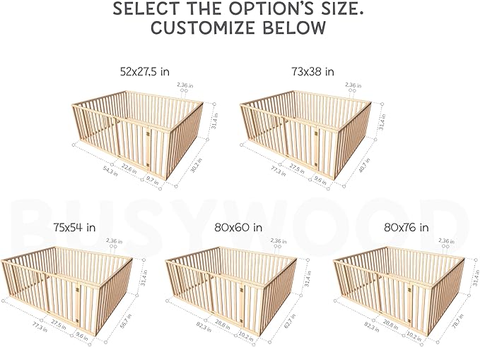 BUSY WOOD Montessori Bed for Toddlers - Toddler Floor Bed Twin - Montessori Bed Full - Floor Beds for Toddlers 1-4 Years - Queen Bed, King, Small Size Bed - Made in Europe (Model 20)