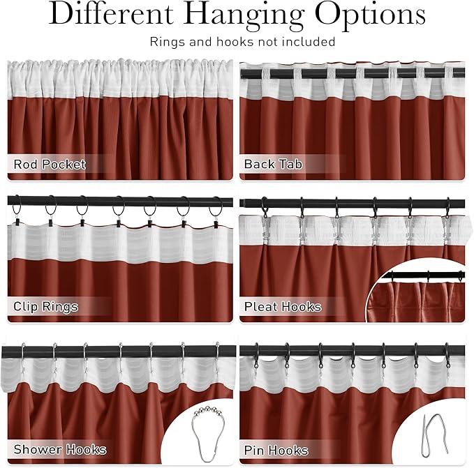 StangH Rust Velvet Curtains 90 inches Long - Theater Curtains Bedroom Blackout Window Covering Privacy Thermal Insulated Drapes for Media Cafe, W52 x L90, 2 Panels