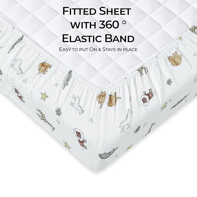 Dreamology Muslin Mini Crib Sheets, Boys,Girls,Soft & Breathable Crib Sheet,1 Pack | 100% Cotton Crib Sheets for Mini Cribs & Mini Crib Mattress, Pack n Play Sheets, 24x38 Mini Crib Sheet | Animal