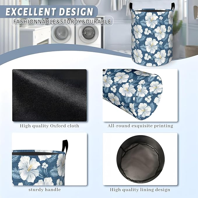 Enchanted Mushroom with Butterfly Laundry Basket with Handles, 19.7"x15.7" Clothes Foldable Laundry Hamper Organizer for Dorm Nursery Bedroom Bathroom Decor, Toy Storage Bin for Kids