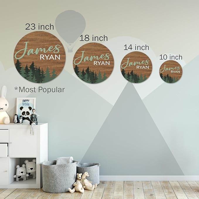 Chico Creek Signs Custom Nursery Sign, Woodland Theme Nursery Name Sign for Nursery Decor, Wall Art for Kids Room, Nursery Decor For Boys Room, Baby Shower Gifts, Newborn Gift (18""), Green