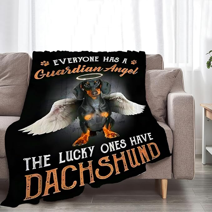 Dachshund Throw Blanket - Cute Dog Gifts and Decor for Girls, Women, Kids, Adults - Soft Warm Cozy Fleece for Couch, Sofa, Bed - 80"x60"