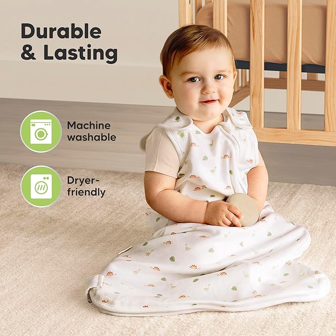 2-Pack Organic Baby Sleep Sacks, 100% Cotton - Soft & Breathable 0.5TOG Baby Wearable Blanket, Toddler Sleeping Sack 18-24 Months, Easy to Wear Transitional Swaddles for Newborns,Infants(Roarsome, L)