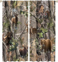 Retro Forest Window Curtains, Camouflage Hunting Tree Camo Rustic Deer Elk Bird Bear Blackout Rod Pocket Windows Door Curtain for Bedroom Living Room Home Decor 55x63in