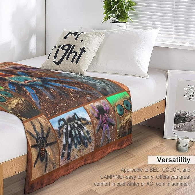 Tarantula Spider Blanket Gifts for Tarantula Lovers Tarantula Throw Blanket for Men Women Kids Adults Soft Warm Cozy Fleece Blanket for Couch Sofa Bed 40"x50"
