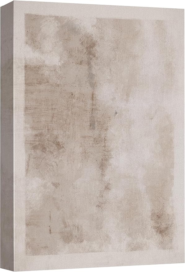 SIGNWIN Canvas Print Wall Art Faded Textured Brown & White Color Blocks Abstract Shapes Illustrations Minimalism Contemporary Nordic Decorative for Living Room, Bedroom, Office - 16"x24"
