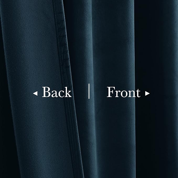 StangH Navy Blue Curtains 100 inches Long Back Tab Thermal Insulated Noise Reducing Drapes for Sliding Door Living Room Privacy Curtain Panels for Bedroom, W52 x L100, 2 Panels