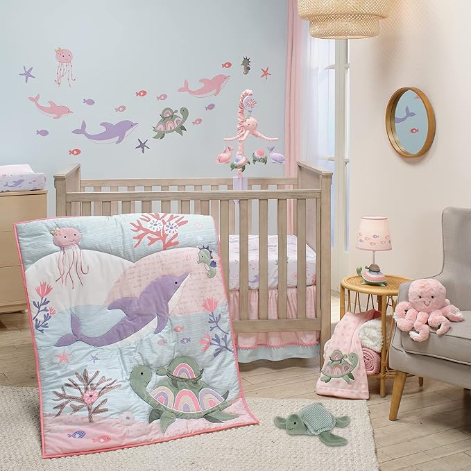Lambs & Ivy Sea Dreams Dolphin/Turtle Musical Baby Crib Mobile Soother Toy