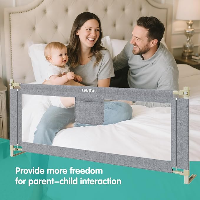 Bed Rails for Toddlers，Toddler Bed Rails，Bed Rail for Baby - Adjustable Height Bed Guard with Child Safety Lock, Universal Fit for King/Full/Twin Beds (Grey, 1 Side 39Inch)