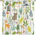 Kid Forest Animal Curtains,Woodland Animal Cartoon Watercolor Forest Hedgehog Fox Toddler Boys Girls Bedroom Living Room Window Drapes 72x63in