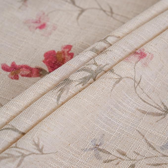 ENJOYBRIDAL Floral 63 Inch Curtains for Bedroom Living Room Drapes Boho 2 Panel Sets Light Filtering Short Window Curtain Panels Patterned Rustic Farmhouse Rod Pocket Semi Sheer Window Treatments