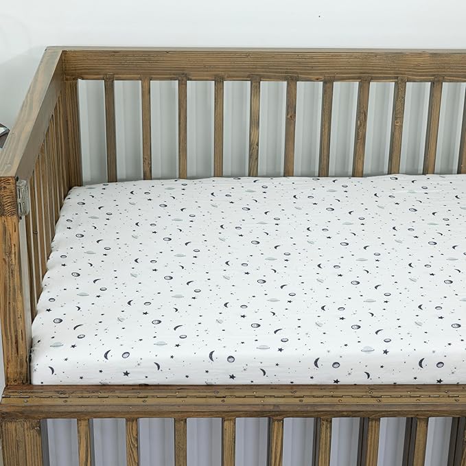 Dreamology Crib Sheets Cotton Boys, Girls, Soft & Breathable,1 Pack Baby Crib Sheet | 100% Muslin Cotton Crib Sheets for Standard Cribs, Toddler Bed Sheets, 28x52 Crib Mattress Sheets | Planets