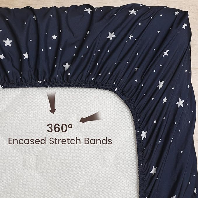 PHF 3 Pack Soft Space Crib Sheets Fitted, Silky Comfy Breathable Baby Sheets for Boys Girls Neutral, 28x52 Inches Fits Standard Crib and Toddler Mattresses, Space