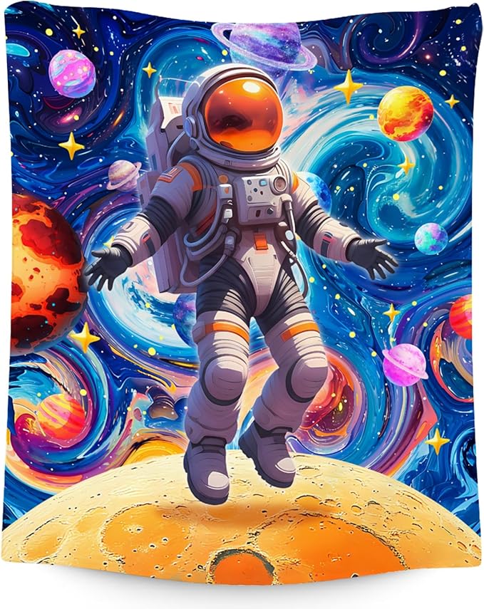 Blankets for Boys - Planet Blanket for Kids/Men - Comfy Cozy Flannel Throws for Couch, Bed - 50"x60"