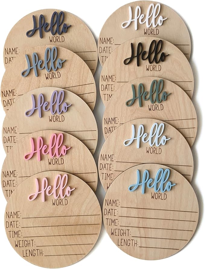Hello World Newborn Sign, Baby Announcement Sign, Birth Announcement Sign, Hello World Nursery Sign, Baby Hospital Sign, Photo Prop for baby girl boy - (Sky Blue)