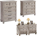 Farmhouse Bedroom Dresser and Nightstand Set of 4, 6 Drawer Tall & 5 Drawers Dresser & 3 Drawer Nightstand Set with Wooden Legs, Rustic Wood Furniture for Bedroom, Hallway, Grey