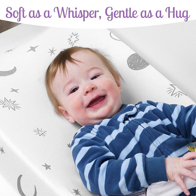 GROW WILD Changing Pad Cover 3 Pack | Soft & Stretchy Jersey Cotton | Baby Changing Table Pad Cover | Diaper Changing Pad Covers for Girls and Boys (Stars, Moon & Constellation)