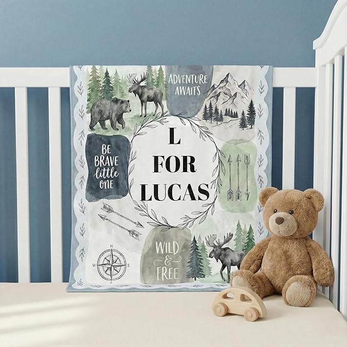 Personalized Baby Blanket- Printed in USA-Custom Baby Blanket with Name for Girls and Boys, Super Soft Plush Fleece, Personalized Christmas Baby Gifts