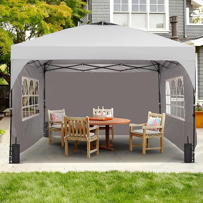 GDY 12x12FT Pop Up Canopy Tent with One Push Setup, Easy to Install with 4-Sidewalls for Events, Parties, Camping, Outdoor Gazebo with 4-Sandbags, White.