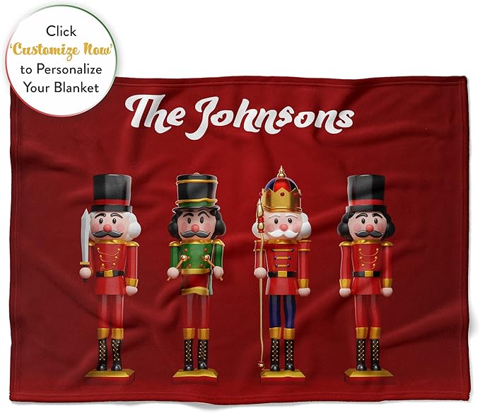 Custom Nutcracker Throw Blanket | Warm Fuzzy Christmas Blankets | Plush Fleece Sofa Throw | Christmas Bedding | Holiday Home Decor | Nutcracker Figures | Super Soft Couch Blanket (Fleece 50x60)