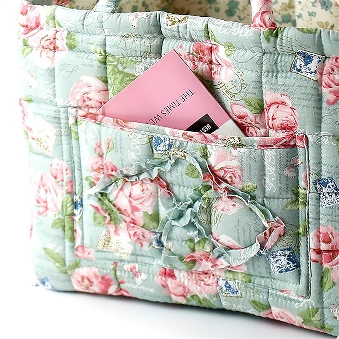 Boho Fabric Storage Basket, Collapsible Floral Laundry Nursery Hamper, Portable Folding Organizer Bin for Home Office Picnic Clothes Toys Books Sundries Storage (Floral 10)