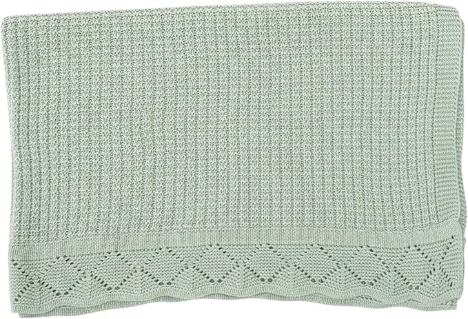 Baby Knit Blanket, 100% Cotton Waffle Patterns, Soft, Cozy, Lightweight Swaddle for Newborn & Infant Swaddling Beige Neutral, Perfect Baby Shower Ideas Sage Green 30x40