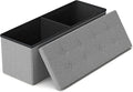 GLAXYFUR 43 Inches Folding Storage Ottoman Bench, Storage Chest, Footrest for Entryway, Living Room, Holds up to 660 lb, Light Grey