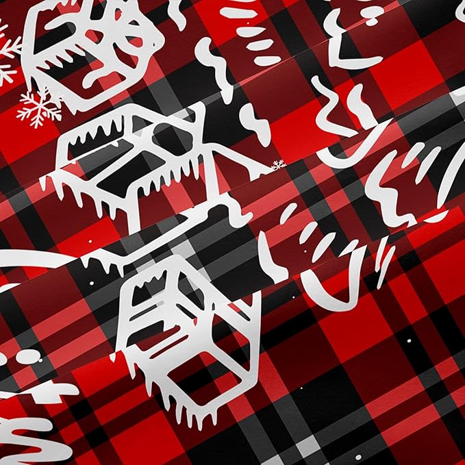 Christmas Duvet Cover Twin Size Black Red Gingham Xmas Bedding Set Kids Boys Girls Christmas Tree Plaid Pattern Soft Comforter Cover 2 Pcs with Zipper Closure (No Comforter)