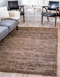 Unique Loom Solid Shag Collection Area Rug (8' x 10' Rectangle, Sandy Brown)
