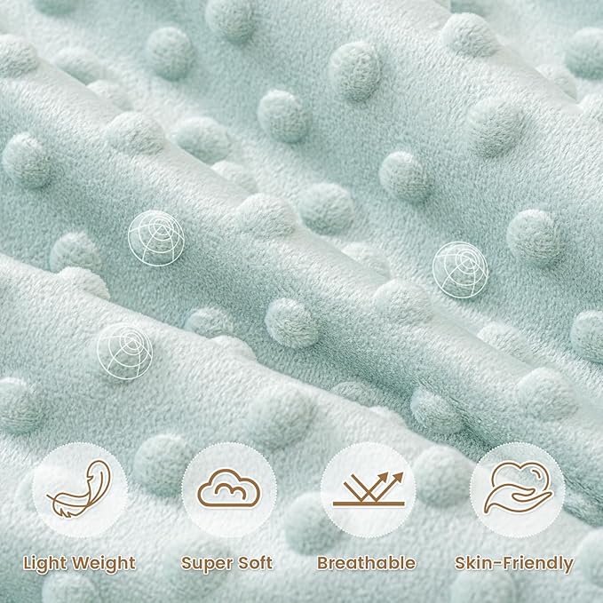 david's kids Micro Fleece Minky Baby Blanket for Boys Girls Neutral with Double Layer and Soothing Raised Dots, Breathable and Soft Lightweight Receiving Blanket for Newborns 30x40 Inches, Light Blue