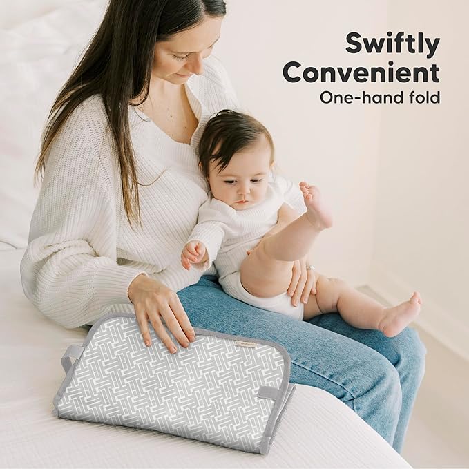 KeaBabies Portable Diaper Changing Pad, Easy Wipe Clean - Foldable Waterproof Baby Changing Mat for Diaper Bag, Compact, Lightweight, 25x13 Newborn, Infant, Baby Changer Travel Essential (Woodland)