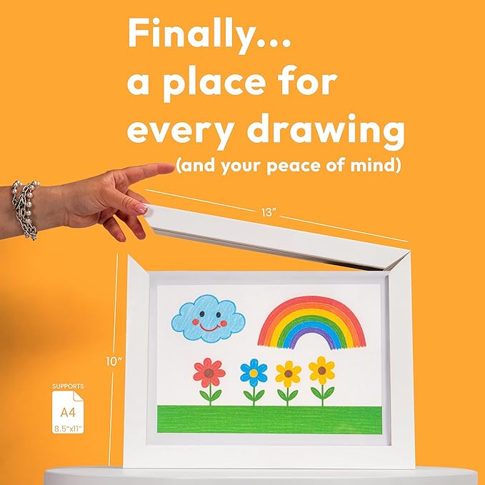 ArtKiddo® Patented Magnetic Kids Artwork Frame with Storage – Changeable Front-Opening Kids Art Frame Holds 250 Drawings – 8.5x11 Children’s Art Display for Wall or Tabletop – Playroom Wall Decor (White)
