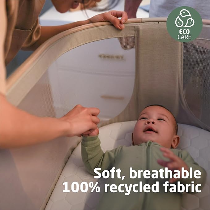Maxi-Cosi Iora Baby Bassinets Bedside Sleeper, Portable Bassinet, Infant Bedside Sleeper Crib, Height Adjustable, Breathable Mesh, Large Storage Basket, Classic Graphite