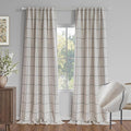 MYSKY HOME 100% Blackout Plaid Linen Curtains 108 Inches Long Double Layer Farmhouse Thermal Insulated Checkered Patterned Drapes Rod Pocket Back Tab for Living Room, 2 Pcs, 52" Wide, Deep Grey