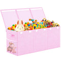 Extra Large Toy Box Toddlers Chest with Lids, Collapsible Sturdy Toy Storage Organizer, Kids Bin Boxes Storage Basket for Boys, Girls, Nursery, Living Room, Playroom, 40"x14"x16" (Pink)