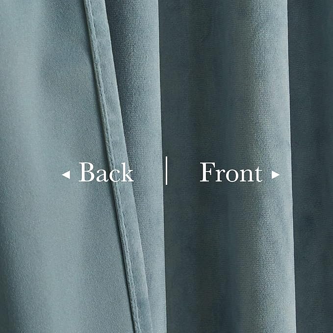 StangH Stone Blue Nursery Bedroom Window Curtains Back Tab Privacy Thermal Insulated Room Darkening Drapes for Living Room Office Laundry Patio Bathroom, W62 x L90, 2 Panels