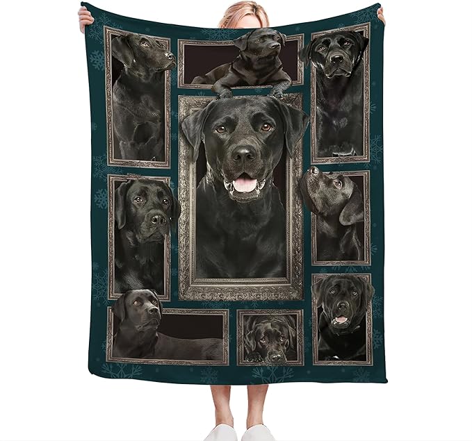 Labrador Retriever Dog Blanket - Cute Throw for Girls, Women, Kids, Adults - Soft Warm Cozy Fleece for Couch, Sofa, Bed - 60"x50" - Gifts and Decor