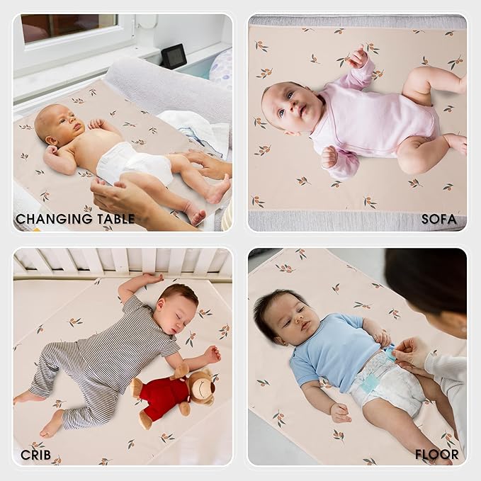 Vegan Leather Baby Changing Mat - Wipeable Portable Changing Pad, Foldable Travel Changing Mat for Baby, Newborns Toddlers Shower Gifts (Branch,20"*28")