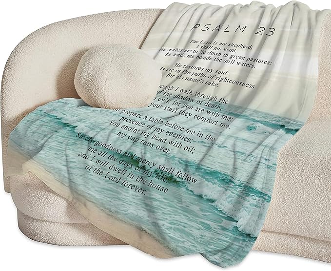 Christian Bible Psalm 23 Throw Blanket - Religious Verse Gifts and Decor for Girls, Women, Men, Kids, Adults - Soft Warm Cozy Fleece for Couch, Sofa, Bed 50"x40"