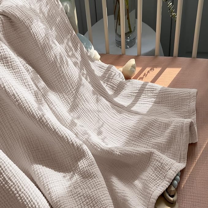 lulumoon Muslin Quilt Blanket, Crib Blanket for Baby and Toddler,47x47 Inches(Ivory)