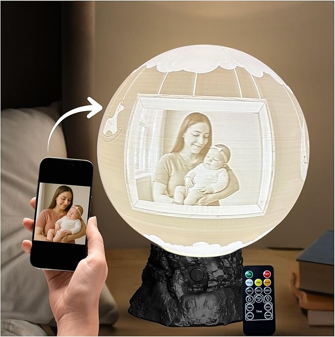 Baby Girl Moon Lamp – Personalized “It’s a Girl” Custom Moon Light with Text & Photo | Newborn Nursery Night Light | Custom Baby Shower, Birth Announcement Gift Keepsake, Baby Girl Decor