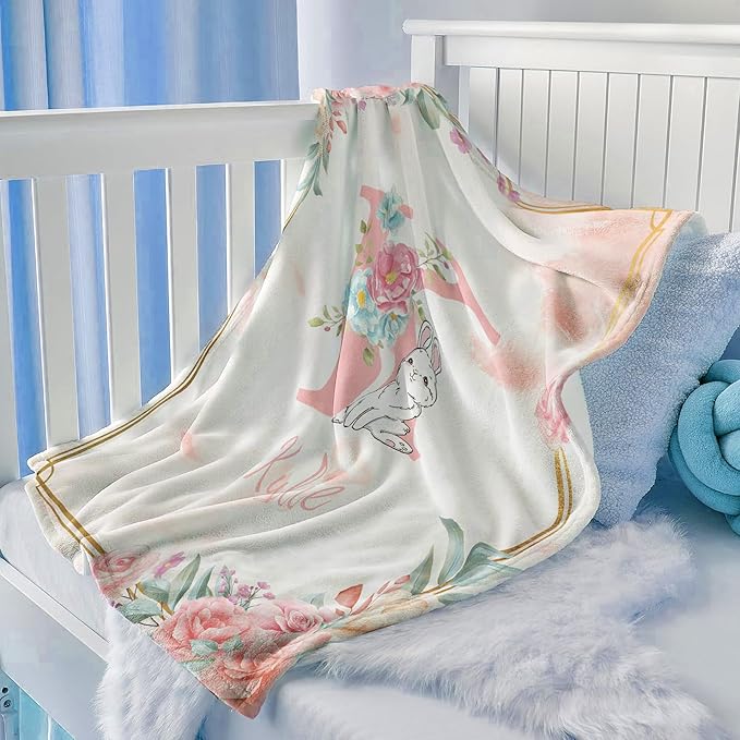 Ship Next Day, Personalized Baby Girl Blanket Gifts with Name, Custom Baby Blankets for Girls, Newborn Receiving Swaddle Blanket, Customized Kids Blankets for Babies Shower Birthday