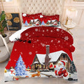 kxry Merry Christmas Bedding Set Santa Claus Deer Christmas Tree Snowman Comforter Quilt King Size for Girls Boys Kids 1 Comforter + 2 Pillow Cases