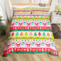 Cartoon Christmas Bedding Set for Kids Boys Girls Santa Claus Snowman Comforter Cover Set Pink Xmas Theme Duvet Cover Bedroom Decor Christmas Tree Bedspread Cover Toddler Size Bedding Collection 2Pcs
